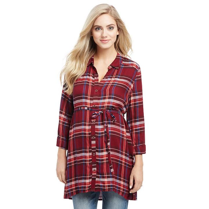 Maternity Oh Baby By Motherhood&trade; Plaid Tunic, Women's, Size: Xl, Ovrfl Oth