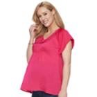 Maternity A:glow Textured Satin Top, Women's, Size: M-mat, Dark Pink