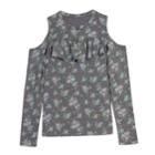 Plus Size Girls 7-16 Harper & Elliott Cold Shoulder Ruffle Chest Tee, Size: M Plus, Grey (charcoal)