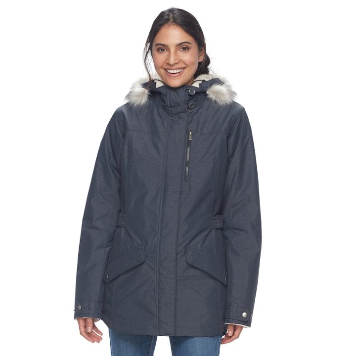 Women's Columbia Penns Creek Thermal Coil&reg; Hooded Faux-fur Trim Jacket, Size: Medium, Blue (navy)