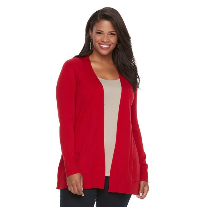 Plus Size Croft & Barrow&reg; Essential Open-front Cardigan, Women's, Size: 2xl, Med Red