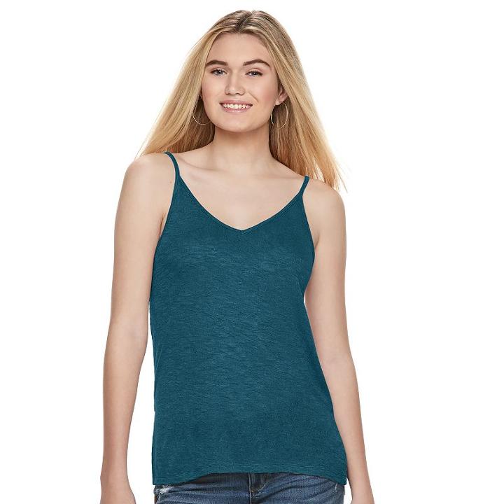 Juniors' Mudd&reg; Double V-neck Camisole, Girl's, Size: Xs, Turquoise/blue (turq/aqua)