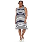 Plus Size Croft & Barrow&reg; Striped Lace-up Dress, Women's, Size: 3xl, Blue