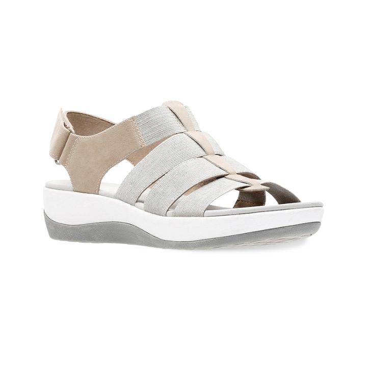 Clarks Cloudsteppers Arla Shaylie Women's Ortholite Fisherman Sandals, Size: Medium (8), Lt Beige