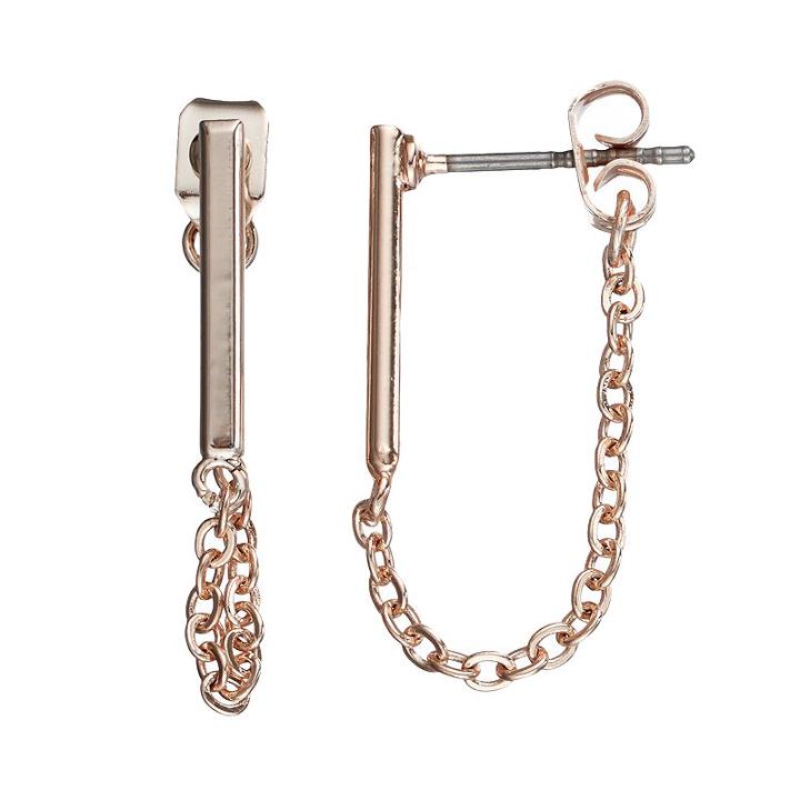 Lc Lauren Conrad Bar Chain Front Back Earrings, Women's, Light Pink