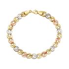 Everlasting Gold Tri Tone 10k Gold Interlock Link Bracelet, Women's