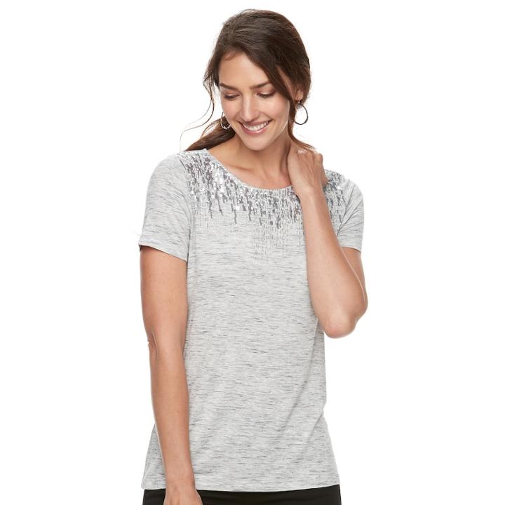 Women's Apt. 9&reg; Embellished Tee, Size: Xl, Med Grey