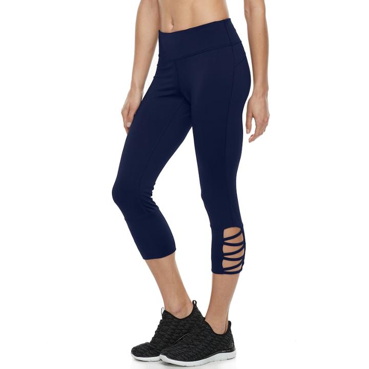 Women's Tek Gear&reg; Lattice Hem Capri Leggings, Size: Small, Dark Blue