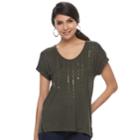 Women's Apt. 9&reg; Embellished Scoopneck Tee, Size: Xl, Green