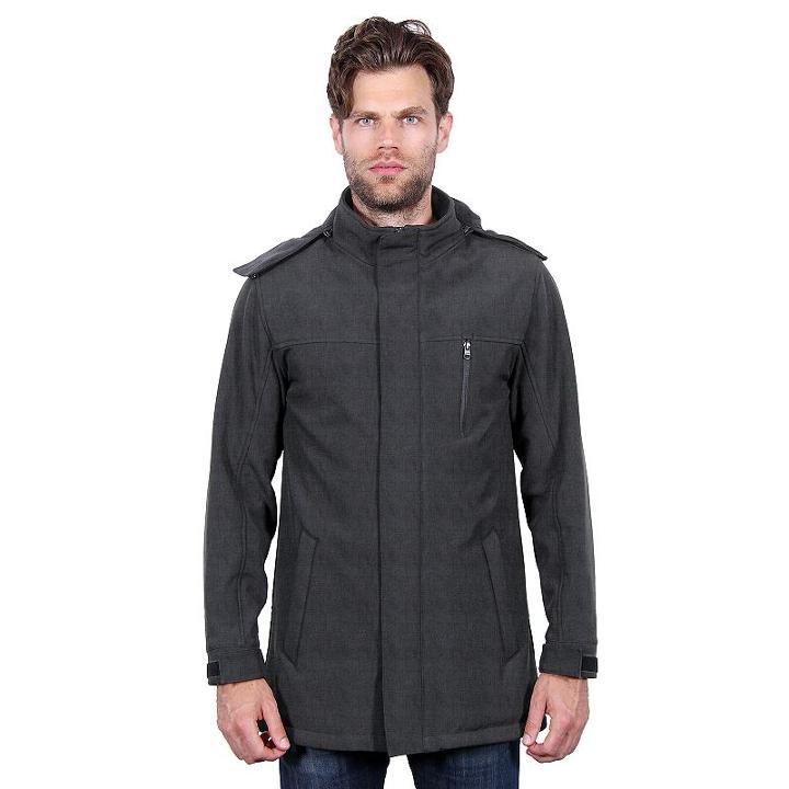 Men's Tahari Elements Stretch Softshell Hooded Jacket, Size: Medium, Grey (charcoal)