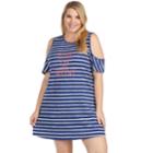 Plus Size Cuddl Duds Weekend Getaway Cold Shoulder Sleep Shirt, Women's, Size: 1xl, Dark Blue