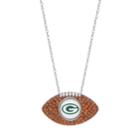 Sterling Silver Crystal Green Bay Packers Football Pendant, Women's, Brown