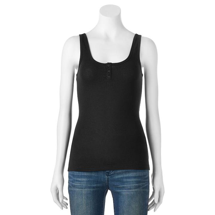 Juniors' So&reg; Henley Tank, Girl's, Size: Small, Black