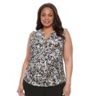 Plus Size Dana Buchman High-low Henley, Women's, Size: 1xl, White