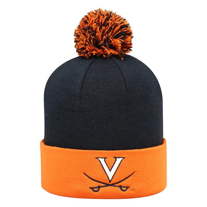 Adult Top Of The World Virginia Cavaliers Pom Knit Hat, Men's, Blue (navy)