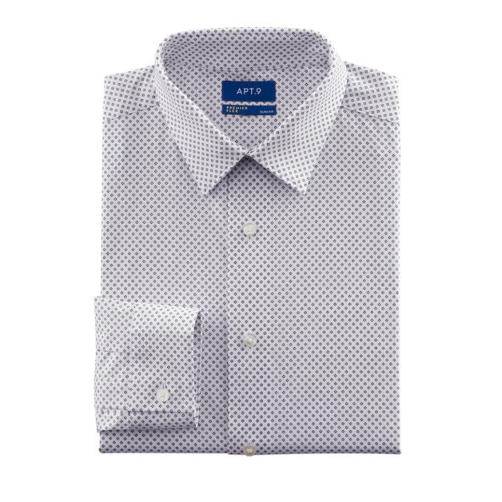 Men's Apt. 9&reg; Slim-fit Premier Flex Collar Stretch Dress Shirt, Size: 16.5 36/37, White