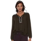 Women's Sonoma Goods For Life&trade; Embroidered Peasant Top, Size: Small, Green