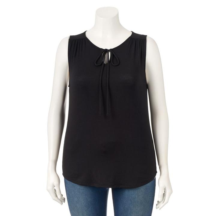 Women's Apt. 9&reg; Splitnecktank, Size: Large, Black