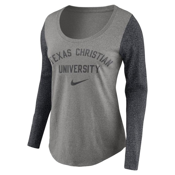 Women's Nike Tcu Horned Frogs Raglan Essentials Tee, Size: Medium, Dark Grey