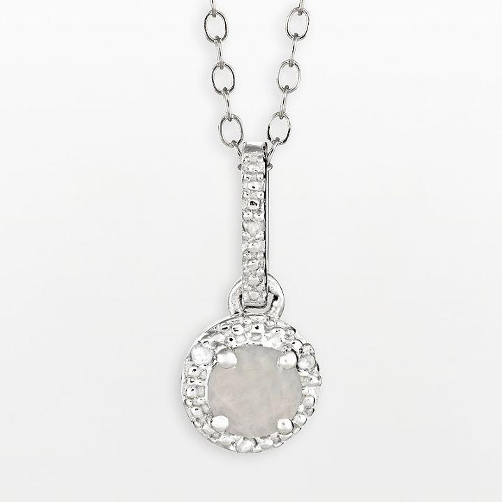 Sterling Silver Opal And Diamond Accent Pendant, Women's, Size: 18, White