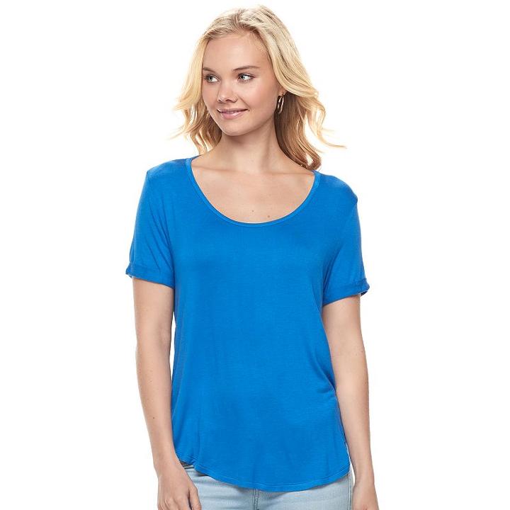 Juniors' So&reg; Open Back Tee, Teens, Size: Large, Blue (navy)