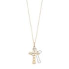 Two Tone 14k Gold Dual Cross Pendant Necklace, Women's, Size: 18