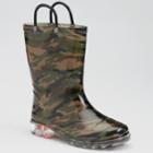 Western Chief Boys' Camouflage Light-up Rain Boots, Size: 13, Green