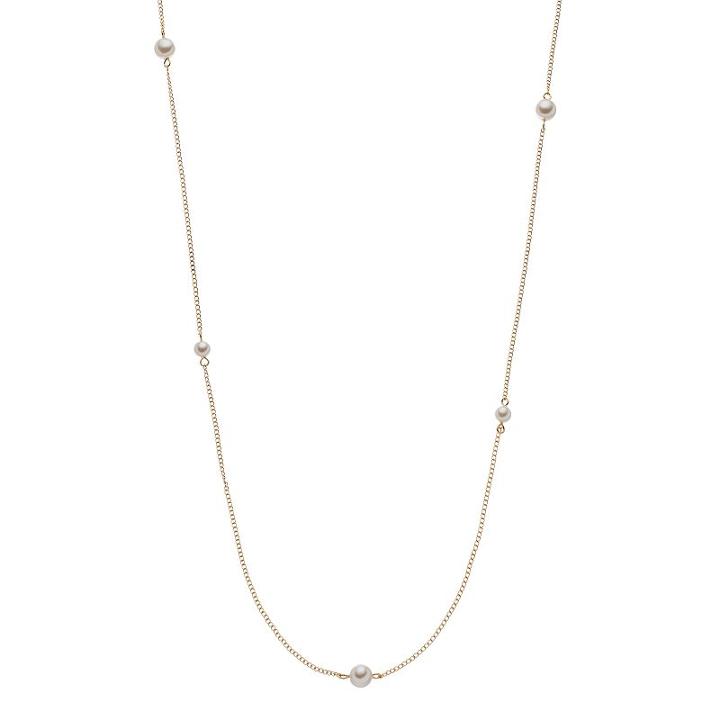 Lc Lauren Conrad Simulated Pearl Long Station Necklace, Women's, White Oth
