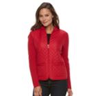 Women's Croft & Barrow&reg; Quilted Zip Sweater Jacket, Size: Xl, Med Red
