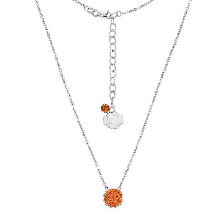 Tennessee Volunteers Sterling Silver Crystal Disc Necklace, Women's, Size: 18, Orange
