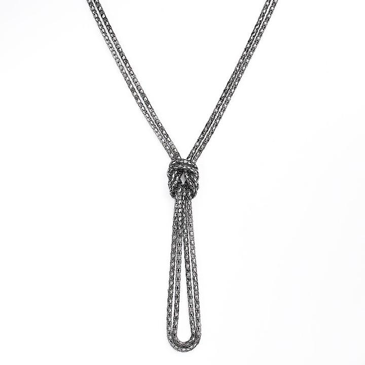Apt. 9&reg; Jet Mesh Knot Lariat Necklace, Adult Unisex, Multicolor