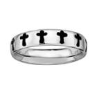 Stacks And Stones Sterling Silver Black Enamel Cross Stack Ring, Women's, Size: 5, Grey