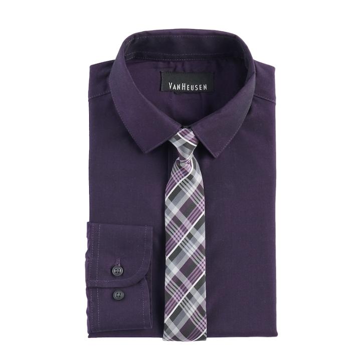 Boys 8-20 Van Heusen Iridescent Shirt & Tie Set, Size: 10-12, Drk Purple