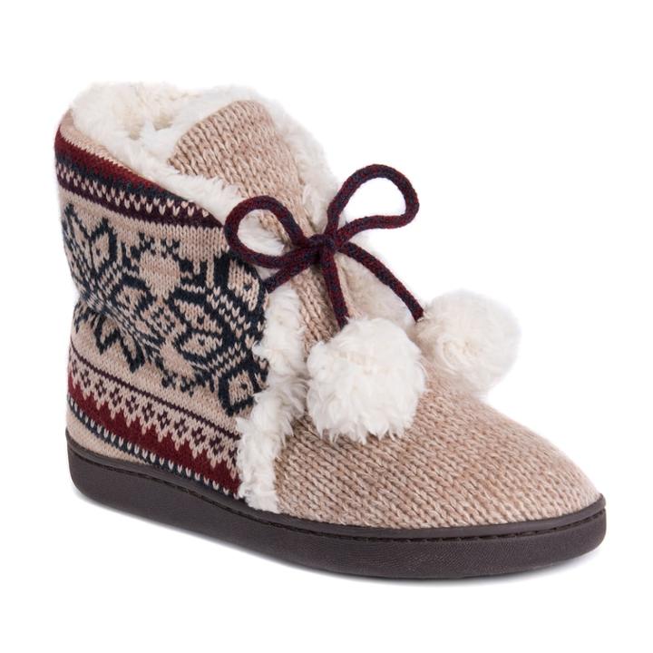 Women's Muk Luks Lulu Knit Bootie Slippers, Size: Small, Lt Beige