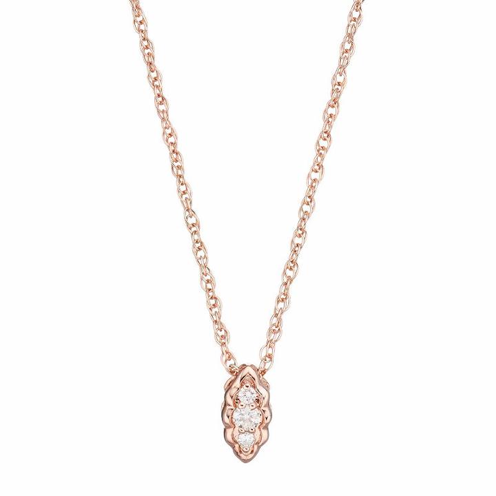 Lc Lauren Conrad 10k Rose Gold Diamond Accent Leaf Pendant, Women's, Size: 18, White