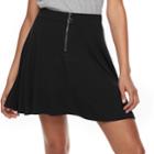 Juniors' So&reg; Zip Front Skater Skirt, Teens, Size: Medium, Black