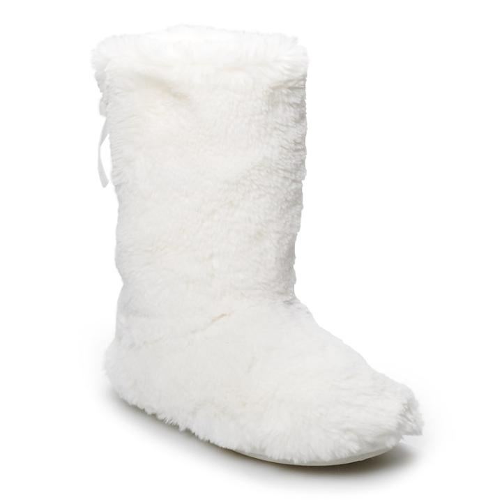 Women's Lc Lauren Conrad Plush Boot Slippers, Size: Medium, White