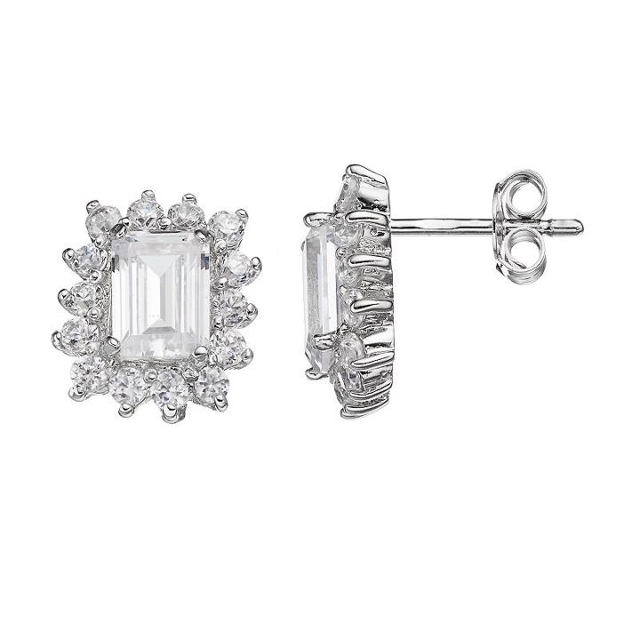 Sophie Miller Cubic Zirconia Halo Stud Earrings, Women's, White