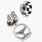 Insignia Collection Nascar Jimmie Johnson Sterling Silver 48 Steering Wheel Charm And Bead Set, Women's, Black