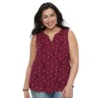 Plus Size Sonoma Goods For Life&trade; Printed Tank, Women's, Size: 3xl, Dark Red