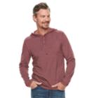 Men's Sonoma Goods For Life&trade; Slim-fit Supersoft Henley Hoodie, Size: Medium, Dark Red