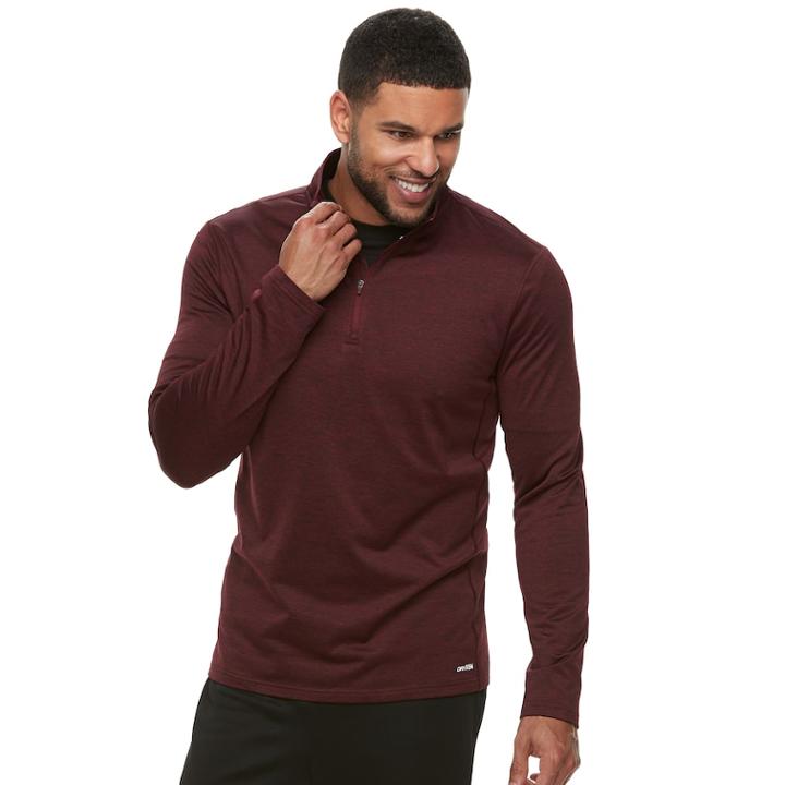 Men's Tek Gear Stretch Quarter-zip Top, Size: Large, Dark Red