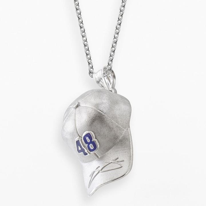 Insignia Collection Nascar Jimmie Johnson Sterling Silver 48 Baseball Cap Pendant, Women's, Size: 18, Blue
