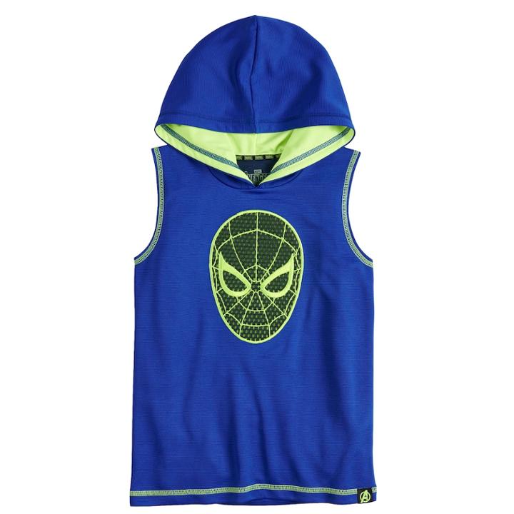 Boys 4-10 Marvel Hero Elite Series Avengers Infinity Wars Collection For Kohl's Spider-man Mesh Hooded Tank Top, Size: 7x, Light Blue