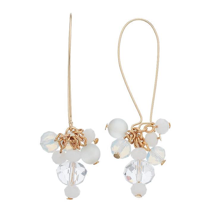 White Faceted Bead Cluster Drop Earrings, Women's