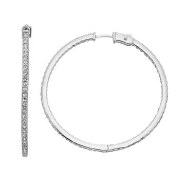 Diamond Splendor Sterling Silver Crystal & Diamond Accent Inside-out Hoop Earrings, Women's, White