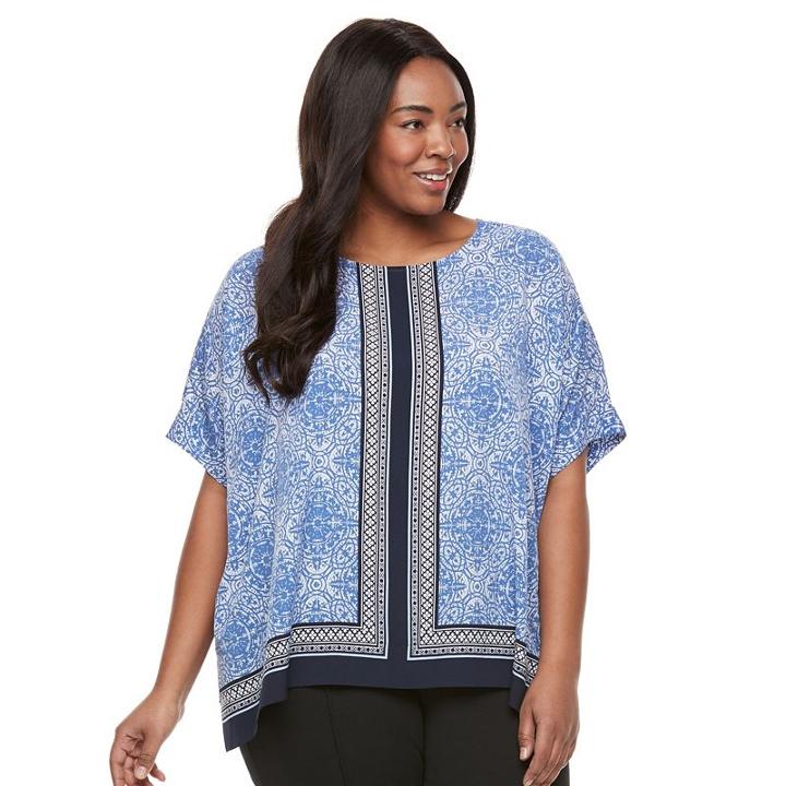 Plus Size Croft & Barrow&reg; Crepe Popover Top, Women's, Size: 2xl, Brt Blue