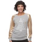 Juniors' Sequin Sleeve Holiday Sweatshirt, Teens, Size: Xl, Grey