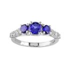 Lab-created Blue & White Sapphire Sterling Silver 3-stone Engagement Ring, Women's, Size: 7