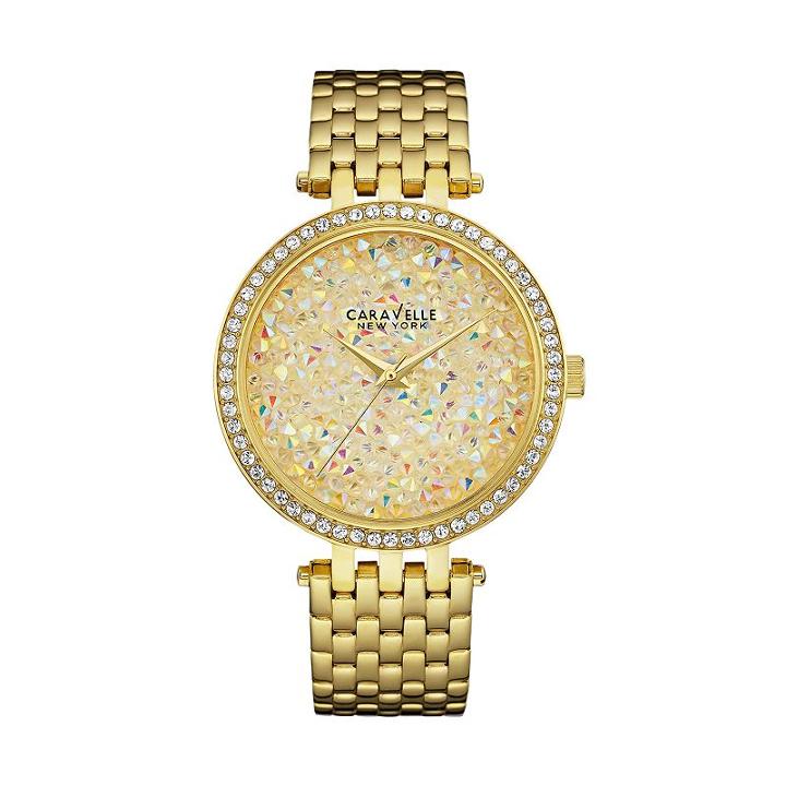 Caravelle New York By Bulova Women's Crystal Stainless Steel Watch, Yellow